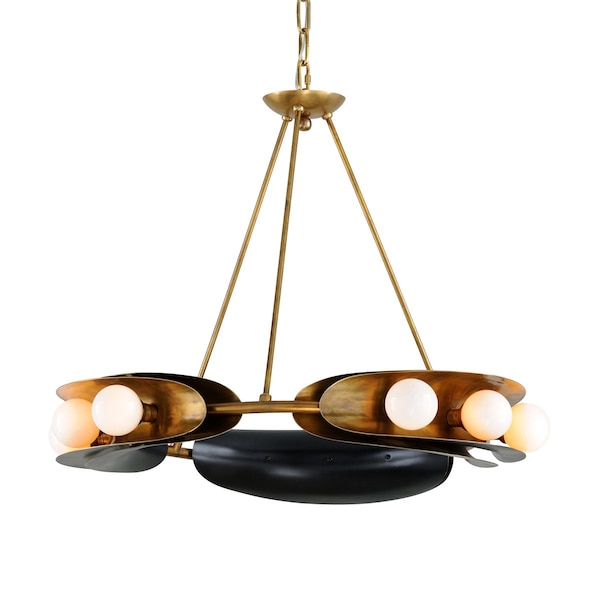 Corbett Lighting Hopper 9 Light Chandelier 32 In. Vintage Brass/Black Brass 271-09-VB/BBR - main