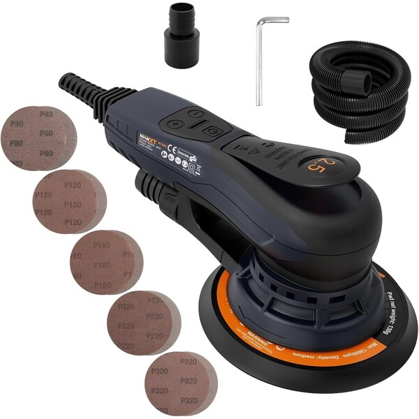 Wrightmaster 3A Corded 6 in. Brushless Orbital Sander with 6 Variable Speeds, Low Noise, Flexible&High-Efficiency ZR-R7303-5 - main