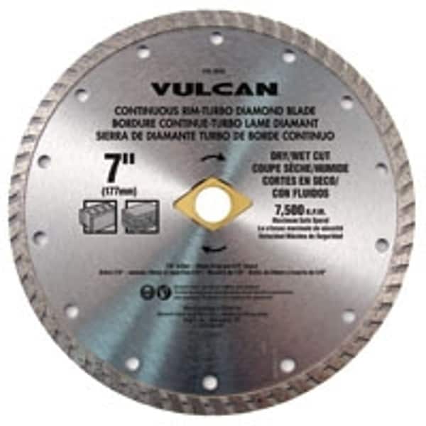 Vulcan Continuous Turbo Diamond Blade, 7 in Dia, 7/8 in Arbor 937501OR - main