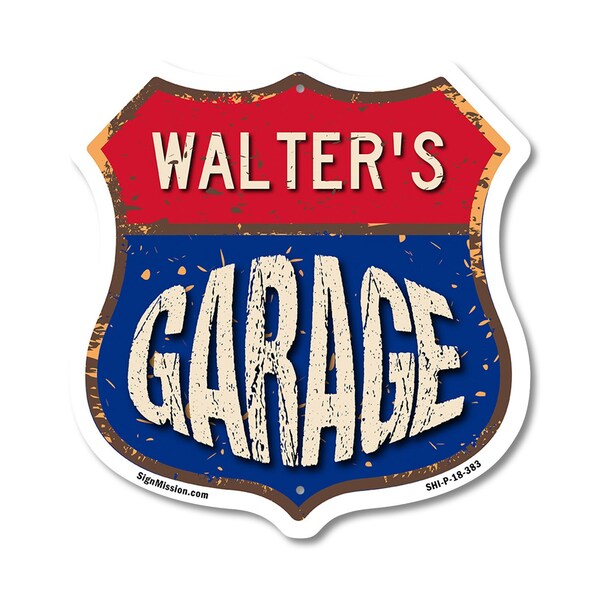 Signmission Walter's Garage, 18 Inch X 18 Inch, Plastic Sign SHI-P-18-383-WALTER - main
