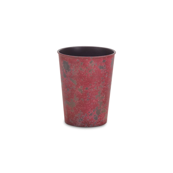 Homeroots 5in Red Recycled Plastic Indoor Outdoor Round Pot Planter 488246 - main