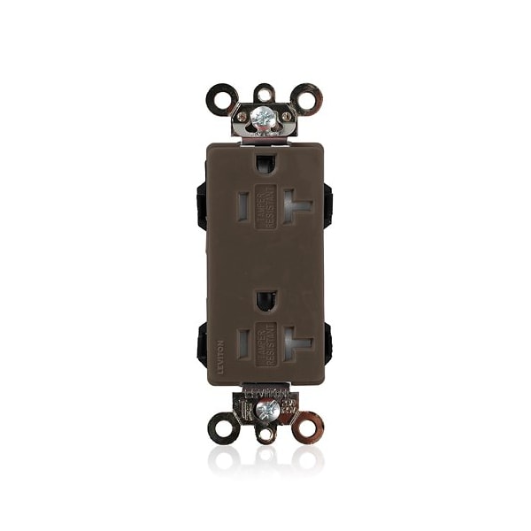 Leviton PlugsandReceptacles, 20A, 125VAC, Brn, Nylon MT163 - main