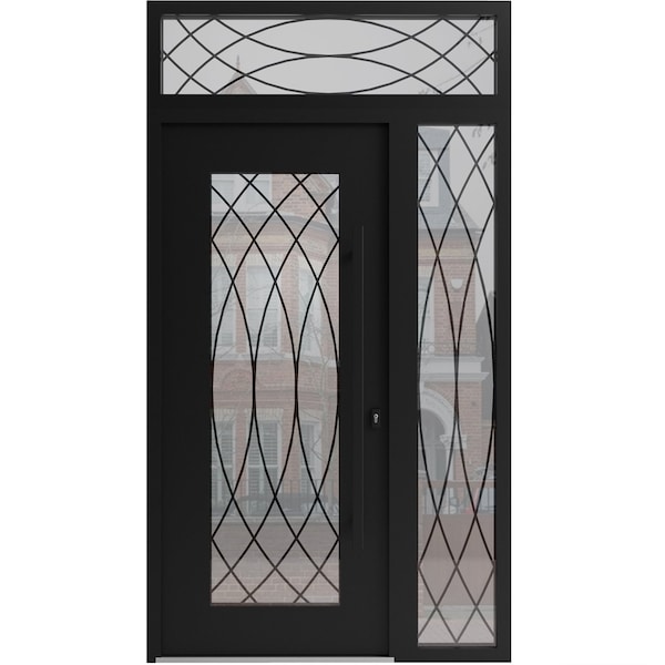 Vdomdoors Aluminum Door Iron 1600 Black Entry Steel Metal Classic Painted 50 x 92 (36+14 x 80+12)-Left Inswin IRON1600EXD-BLK-W36+14xH80+12-LH-I - main
