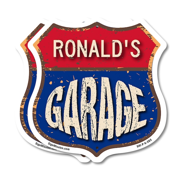 Signmission Ronald's Garage, 6 inch X 6 inch, Plastic Sign, 2PK SHI-P-2PACK-6-383-RONALD - main