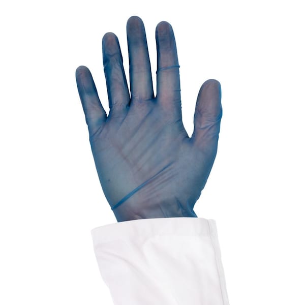 Detectamet Disposable Gloves, 5 mil Palm, Vinyl, Powder-Free, L, 100 PK, Blue 450-A65-S091-X31 - main
