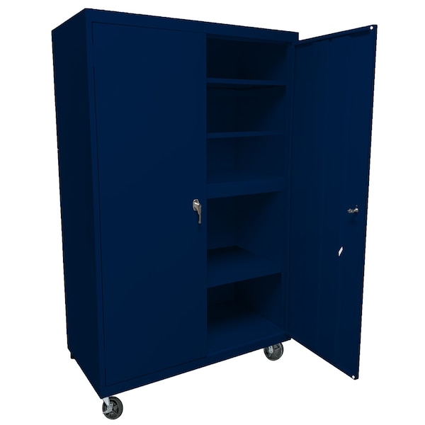 Steel Cabinets Usa Mobile Steel Storage Cabinet, 36" W, 72" H, Navy, 4 Shelves MAAH-36722RB-N - main