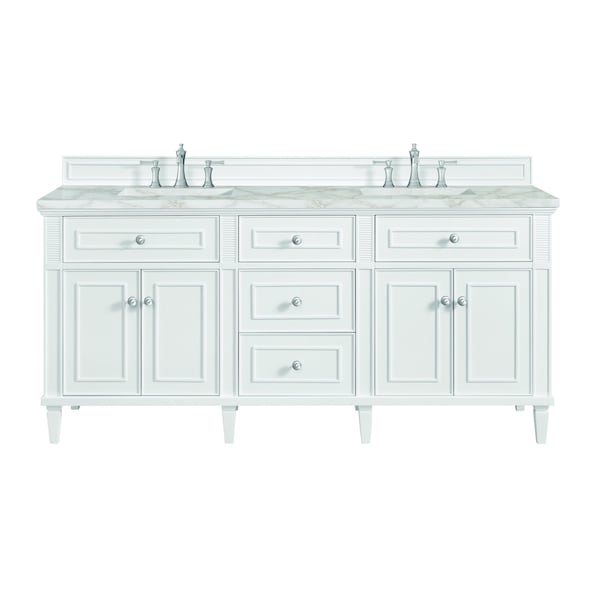 James Martin Vanities Lorelai 72'' D Vanity, Bright White w/ Victorian Sil Silestone Top w/FreePower Wireless Charger 424-V72-BW-FVSL - main