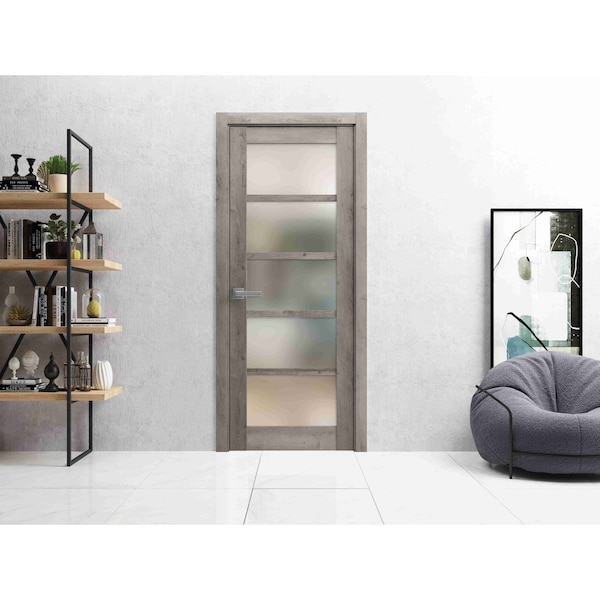 Sartodoors Solid French Door Grey Solid Core Modern Interior QUADRO4002ID-NEB-18 - main