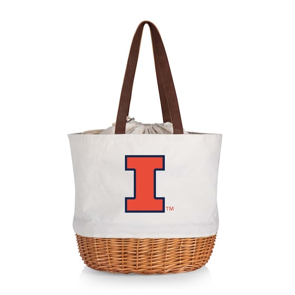 Picnic Time Family Of Brands NCAA Illinois Fighting Illini Coronado Canvas and Willow Basket Tote - Picnic Bag 203-00-187-214-0 - main
