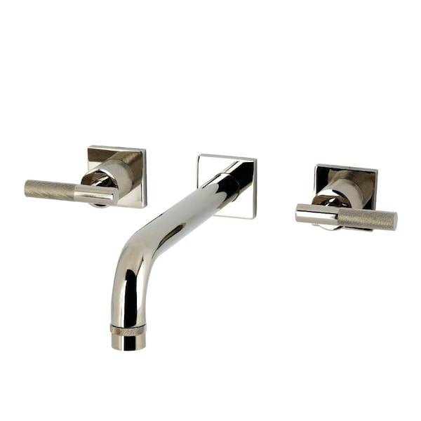 Kingston Brass Two-Handle Wall Mount Tub Faucet with Knurled Handle, Polished Nickel KS6026KNL - main