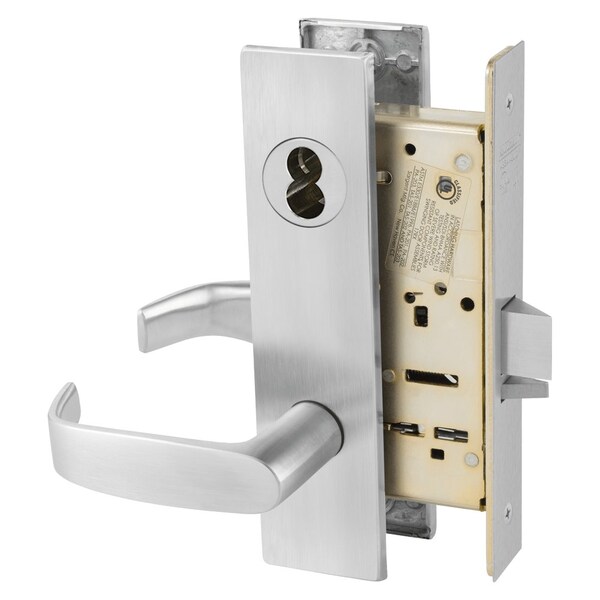 Sargent Office or Entry Mortise Lock, LW1 Escutcheon, L Lever, SFIC Prep Less Core, Satin Chrome 70-8205 LW1L 26D - main