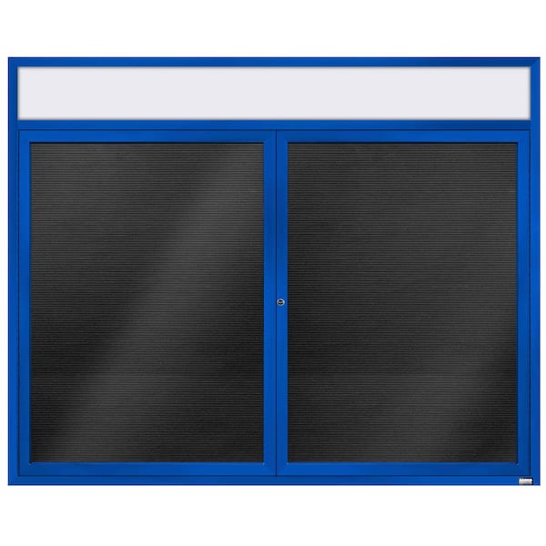 Aarco Enclosed Letter Board Directory w/ Powder Coated Blue Aluminum Frame and Header, 48''Hx60''W, 2 Doors ADC4860HB - main