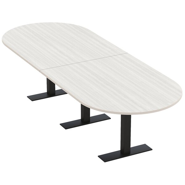 Skutchi Designs 12ft Conference Table With Power Unit | 12 Person Modular Racetrack Meeting Table | Harmony Series HAR-RAC-48X144-T.BK-WA7976-NA - main