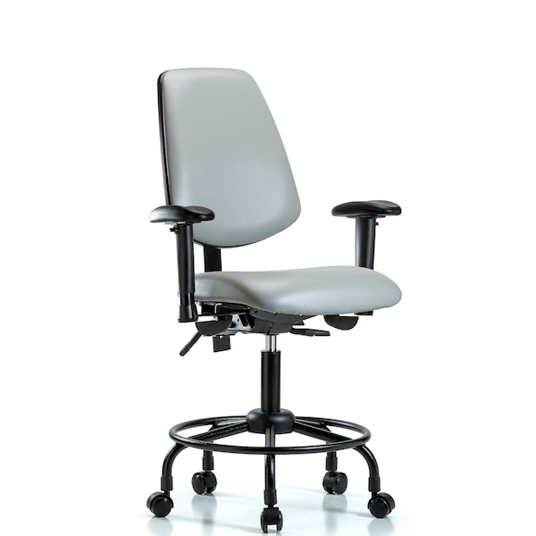 Blue Ridge Ergonomics Desk Chair Adjustable Arms, 21" to 26" Height, Vinyl, Dove BR-VDHCH-MB-RT-T1-A1-RC-8567 - main