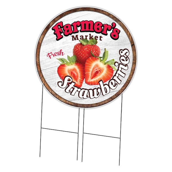 Signmission Farmers Market Strawberries Double Sided Corrugated Plastic Circle Yard, C-36-CIR-DS-WS-Strawberries C-36-CIR-DS-WS-Strawberries - main