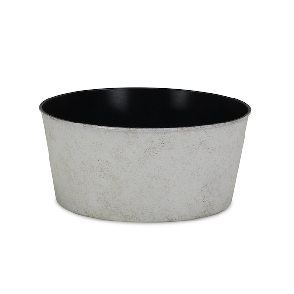 Homeroots 12in Cream Recycled Plastic Indoor Outdoor Round Pot Planter 488303 - main