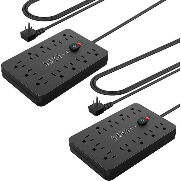 Jouleloom Power Strip Surge Protector w/ 11 Outlets, 4 USB and 2 USB C Ports, 5 Ft Extension Cord, 2PK SOPOWERSTRIP17BLKX2 - main
