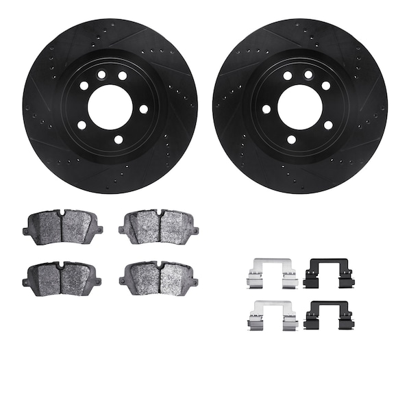 Dynamic Friction Co DFC Rotors-Drilled & Slotted-Black w/ EURO 5000 Ceramic Brake Pads Incl Hdw 8612-11029 - main