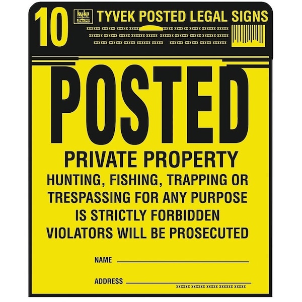 Hy-Ko Legal Sign Kit, Square, Black Legend, Yellow Background, Tyvek, 11 in W x 11 in H Dimensions PP-1 - main