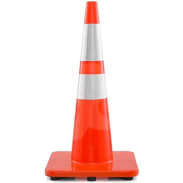 Xpose Safety 28 Inch Orange Slim Line Traffic Cones Heavy Duty 10lb with 6in and 4in Collars, DOT Approved, 1PK AOTC28SL-64-10L-1-X - main