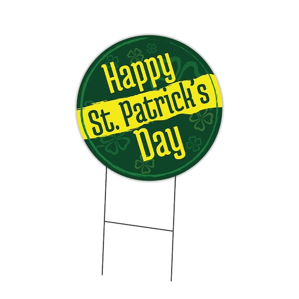 Signmission Happy St Patrick Day Double Sided Corrugated Plastic Circle Yard Sign C-16-CIR-DS-WS- Happy st Patrick Day 2 - main