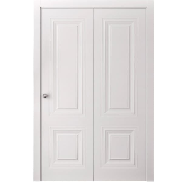 Sartodoors Sliding Closet Bi-fold Doors 64 x 84 inches, BASIC 9772 White, Sturdy Tracks Moldings Trims Hardwa BASIC9772BF-SKIN-6484 - main