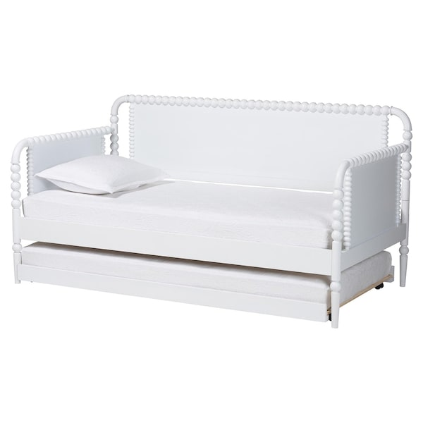Baxton Studio Lucera Bobbin Daybed with Trundle, Twin, White 263-14373-14375-ZORO - main