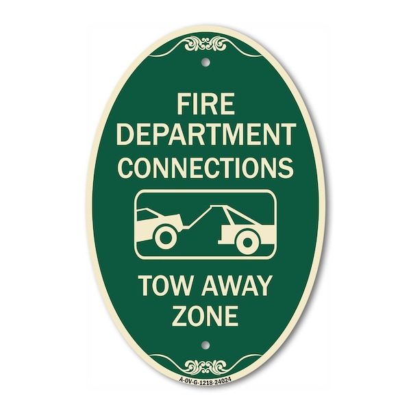 Signmission Fire Department Connection Tow Away Zone Wit, 12 In X 18 In Architectural, Heavy Gauge Aluminum A-OV-G-1218-24024 - main