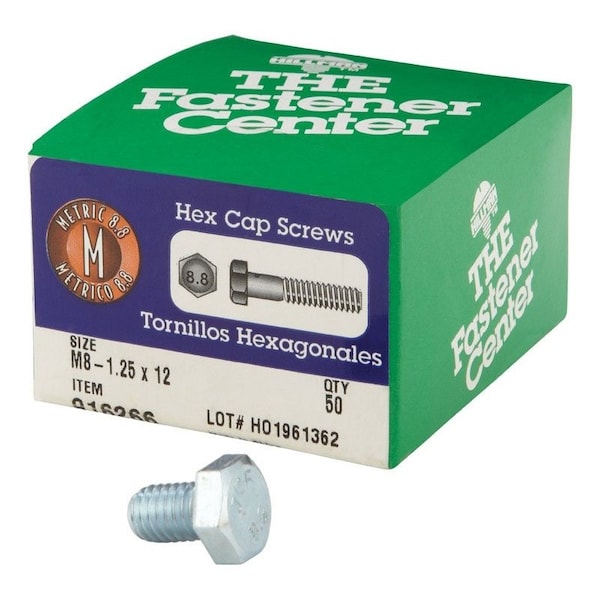 Hillman M8-1.25 mm D X 12 mm L Heat Treated Steel Hex Head Cap Screw, 50PK 916266 - main