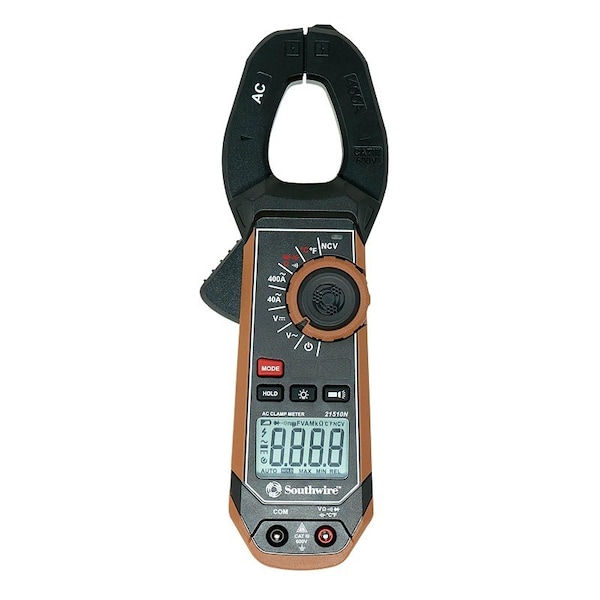 Southwire 65031540 Clamp Meter, 600 V, Backlit Display, Functions: AC and DC Voltage, AC Current, Brown 21510N - main