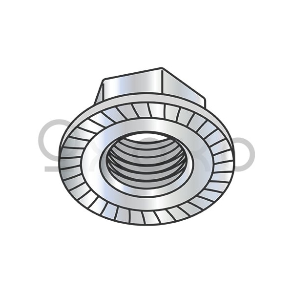 Oxoxo 1/4-20 Serrated Large Flange Hex Lock Nuts Case Hardened HR15N 78/90 Zinc And Bake, 2000PK 410588 - main
