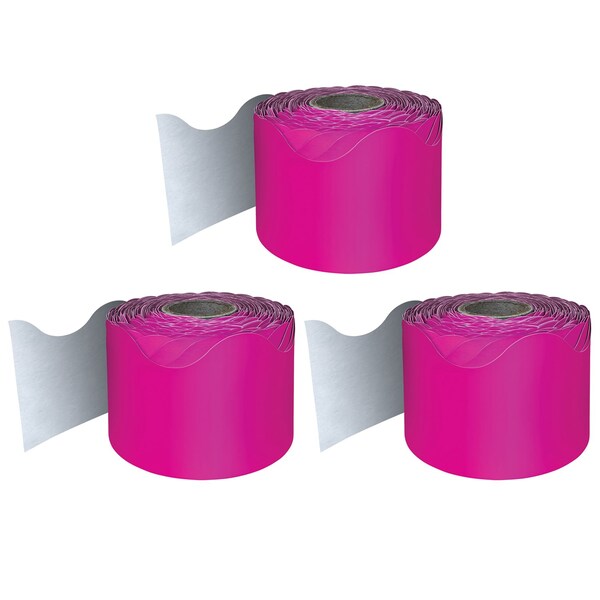Carson Dellosa Hot Pink Rolled Scalloped Border, 65 Feet Per Roll, 3PK 108470 - main