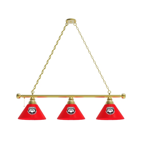 Holland Bar Stool Co Georgia "Bulldog" 3 Shade Billiard Light, Brass Fixture BL3BRGA-Dog - main