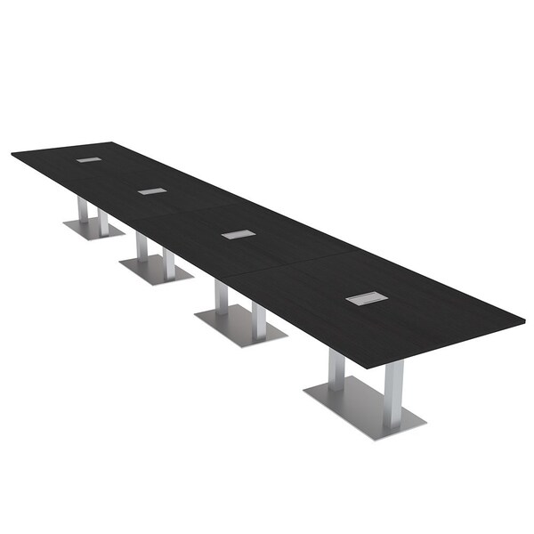 Skutchi Designs Rectangle Conference Table With Power, 48 in W, 240 in L, Black HAR-REC-48X240-DOU-U999ST19-ESIL - main