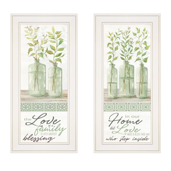 Homeroots Set Of Two Home and Family White Framed Print Wall Art, 2PK 406058 - main