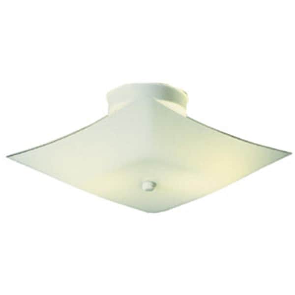 Design House 2-Light 11.2 in. White Square Glass Ceiling Mount- White Finish 501338 - main