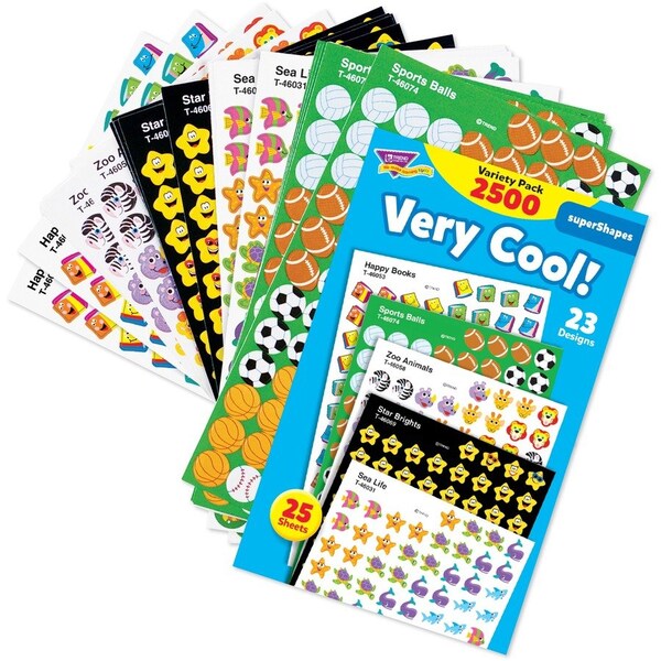 Trend Enterprises Very Cool superShapes Stickers Variety Pack, PK7500 T46903 - main