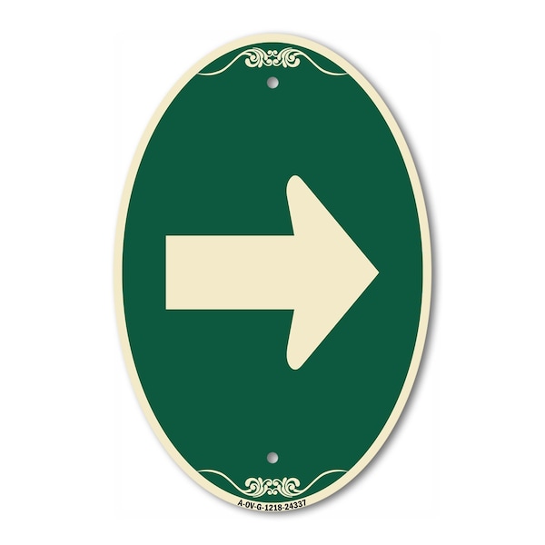 Signmission Arrow Green, 12 Inch X 18 Inch Architectural Oval, Heavy Gauge Aluminum A-OV-G-1218-24337 - main