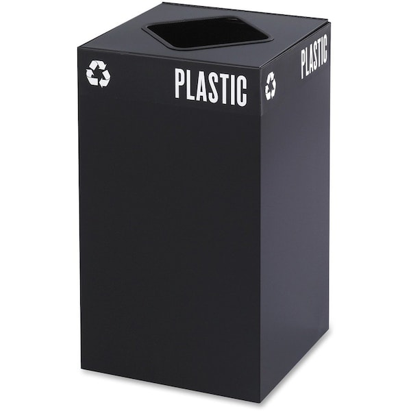 Safco 25 gal Square Recycling Bin, Open Top, Black, Steel, 1 Openings 2981BL - main