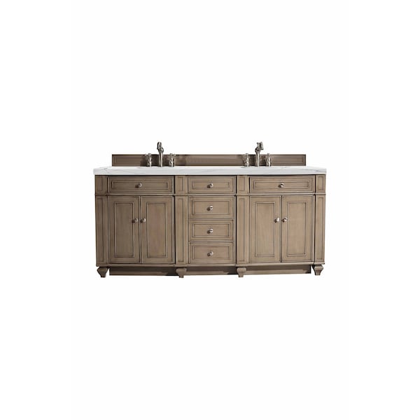 James Martin Vanities Bristol 72'' D Vanity, Whitewashed Walnut w/ Ethereal Noctis Silestone Top w/ Wireless Charger 157-V72-WW-FENC - main