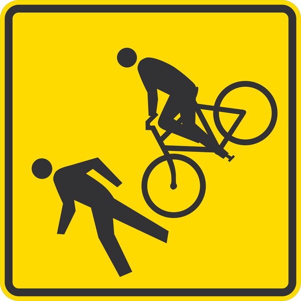 Lyle Pedestrian And Bike Crossing Graphic, 24x24, Diamond Grade, Yellow G-12211-DG_24x24 - main