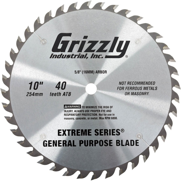 Grizzly Extreme Series 10" x 5/8" 40t ATB General Purpose Blade T26698 - main