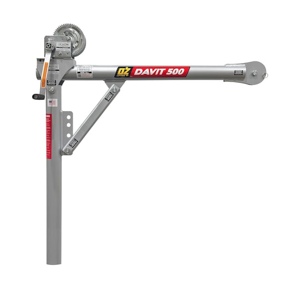 Oz Lifting Products 500 lb steel davit crane with 2500 lb carbon steel brake winch OZ500DAV-HND2 - main