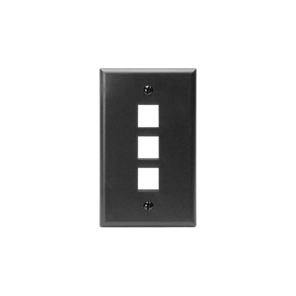 Leviton 3-Port Wallplate Unloaded, 1-Gang Use W/Snap-In Modules, Quickport BK 41080-3EP - main