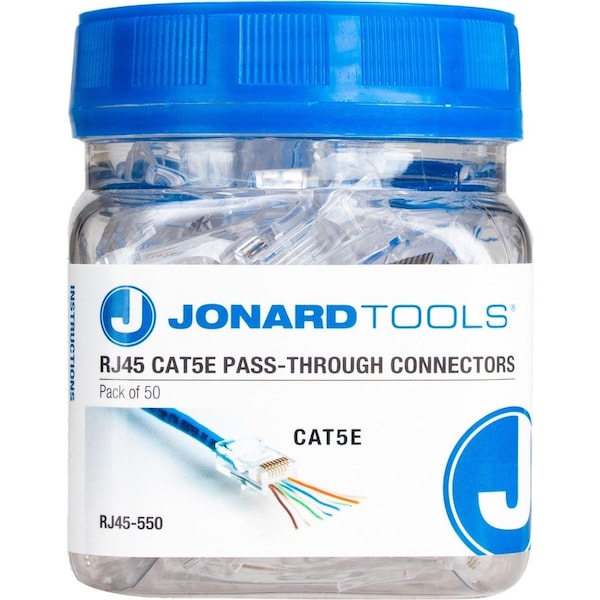 Jonard Tools RJ45 CAT5/5E Pass-Through Connecto, PK 50 RJ45-550 - main