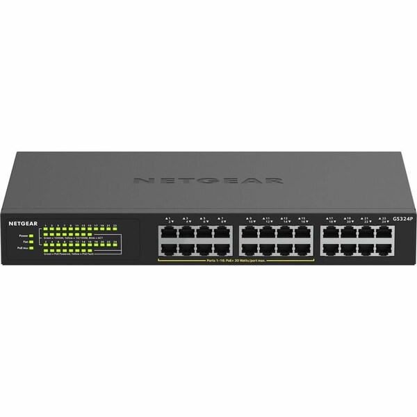 Netgear GS324P 24-PORT GIGABIT ETHERNET UNMANAGED POE+ SWITCH WITH 190W POE BUDGET AND 1 GS324P-100NAS - main