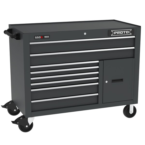 Proto 550 Series Rolling Tool Cabinet, 8 Drawer, Black, Steel, 50 in W x 25-1/4 in D x 41 in H J555041B-8BK-1S - main