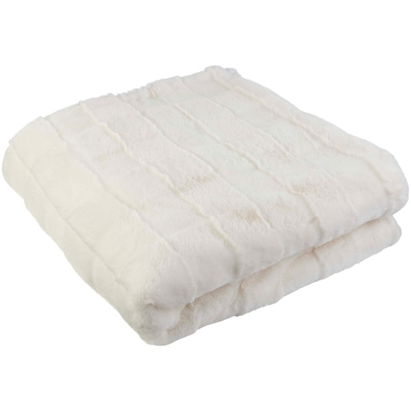 Lavish Home Faux Fur Blanket 60x80-Inch Queen Size Throw Blanket with Plush Faux Fur Front and Mink Back, Cream HT-THROW2-CRM - main