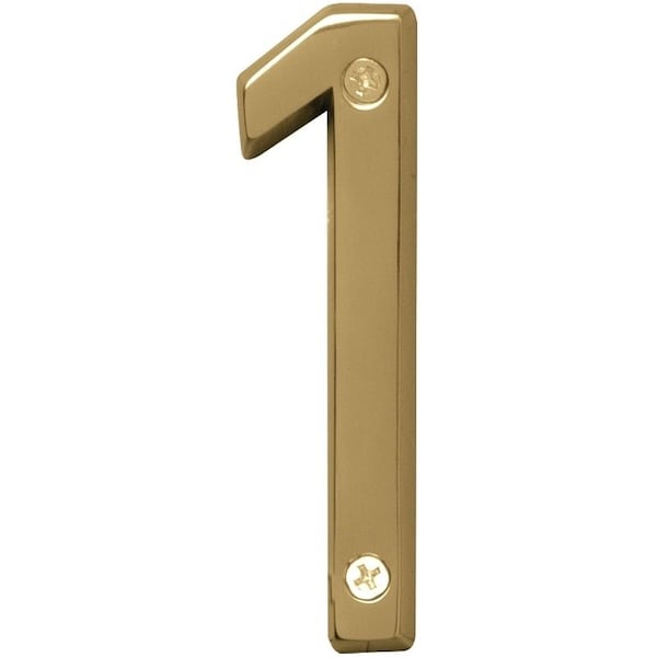 Hy-Ko Prestige Series House Number, Character: 1, 4 in H Character, Brass Character, Brass BR-42PB/1 - main