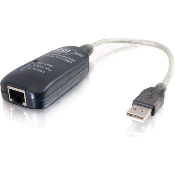 C2G 7.5in USB 2.0 Fast Ethernet Network Adapter for Laptops - USB - 1 x RJ-45 - 10/100Base-TX 39998 - main